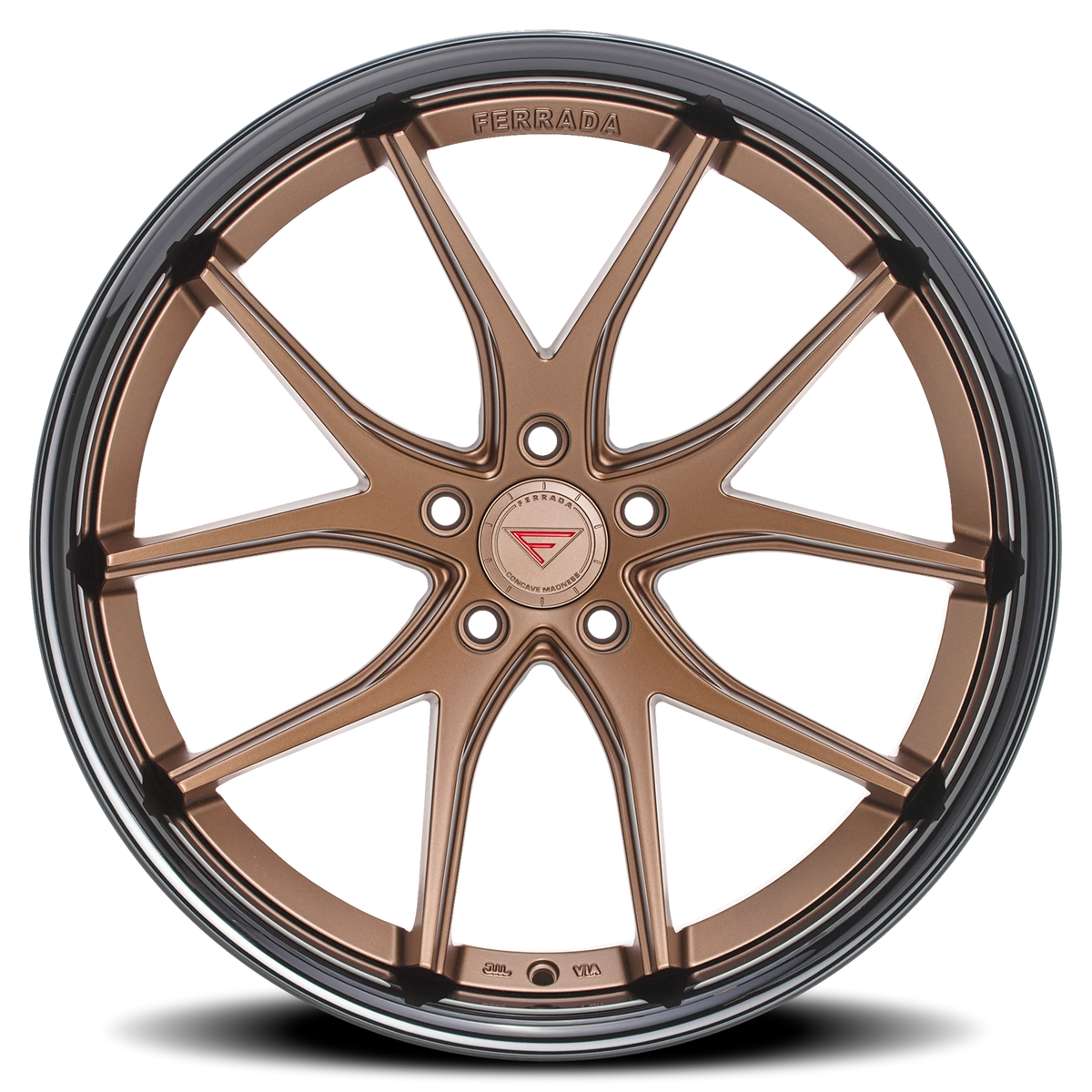 Ferrada FR2 BZ 19x8.5 +42 5x112mm 66.56mm Matte Bronze Gloss Black Lip ...