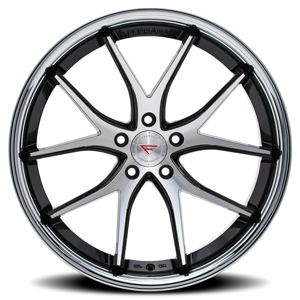 Ferrada Wheels Ferrada FR2 MA 20x11.5 +28 5x115mm 71.6mm Machined Black Chrome Lip