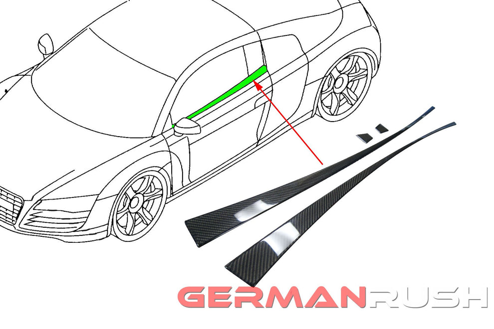 GR8CFDT80714 2007-2014 Audi R8 Carbon Fiber 4PC Door Trim. Doors German Rush