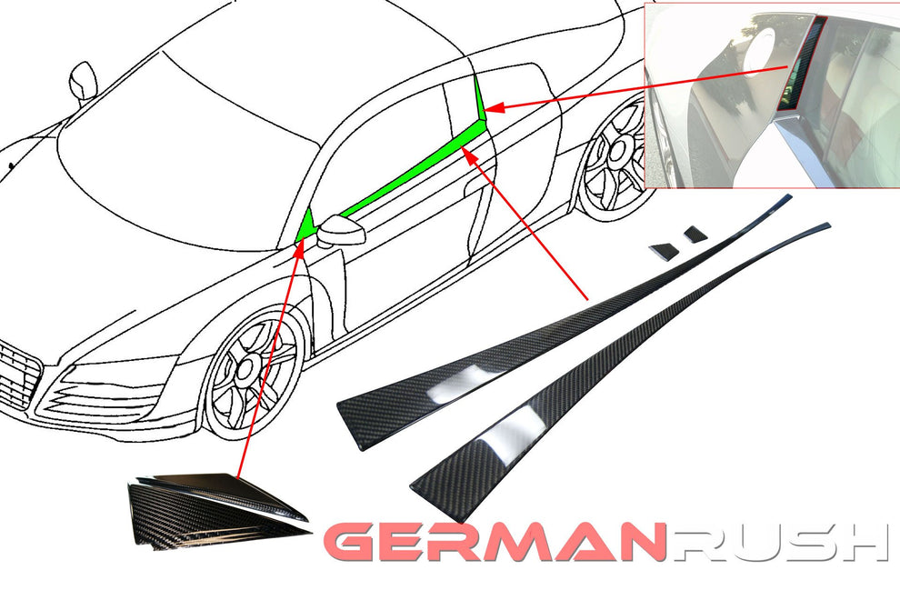  2007-2014 Audi R8 Carbon Fiber 4PC Door Trim. Doors German Rush