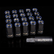 Load image into Gallery viewer, -Wheel Mate Muteki HR50 Open End Lug Nuts - Black w/ Blue Ring 14x1.50-Lug Nuts-Wheel Mate