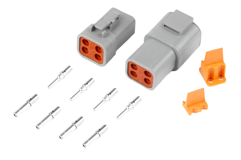 Plug and Pins Only - Matching Set of Deutsch DTP-4 Connectors (25 Amp)