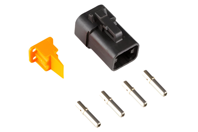 Plug and Pins Only - Matching Set of Deutsch DTP-4 Connectors (25 Amp)