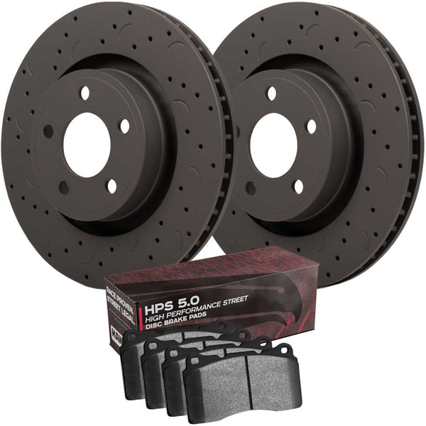 HAWKHKC4907.453B-Hawk Talon Brake Rotor and Pad Kit - Drilled & Slotted - HPS 5.0 - Front-Brake Rotors - Slot & Drilled-Hawk Performance