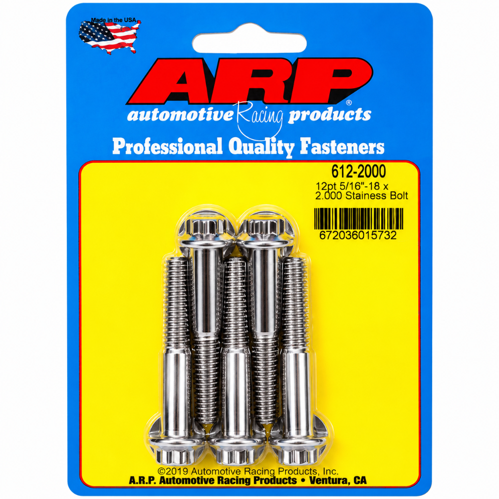 ARP 612-2000 5/16-18 x 2.000 SS 12pt Bolts 5pk