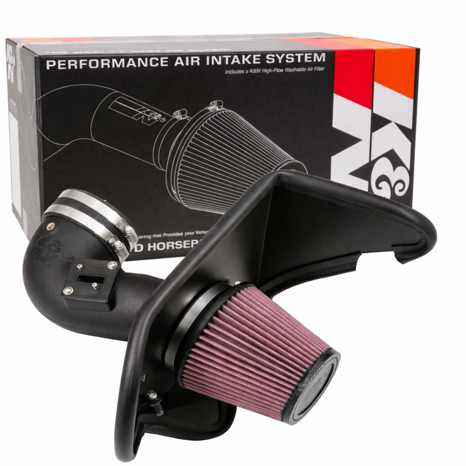 Alternate angle view of K&N 57-3105 performance intake kit for 2016-2017 Chevrolet Camaro 2.0T