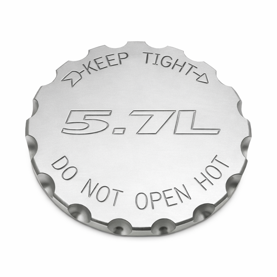 billet aluminum radiator cap cover designed to enhance the look of Mopar engine compartments