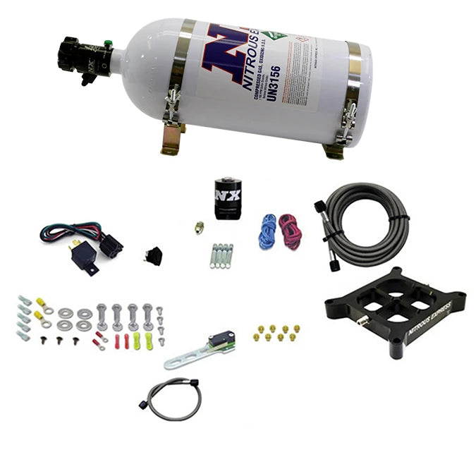 NEX66142-10 - Nitrous Express Dry Single Entry Billet Crossbar Plate System 100-500hp (4150 Flange) w/10lb Bottle