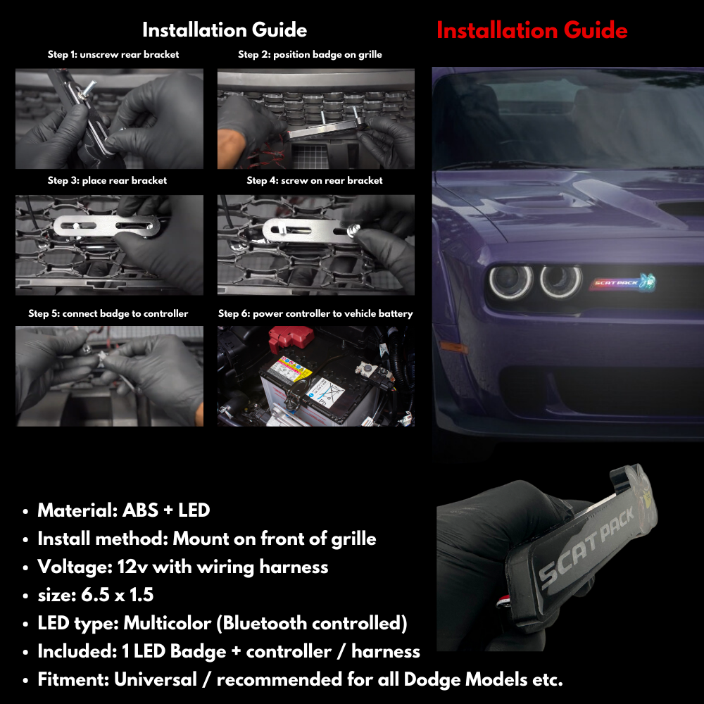 -Scatpack Multicolor Flow Illuminated LED Emblem-Illuminated LED Emblems-RGB Halo Kits
