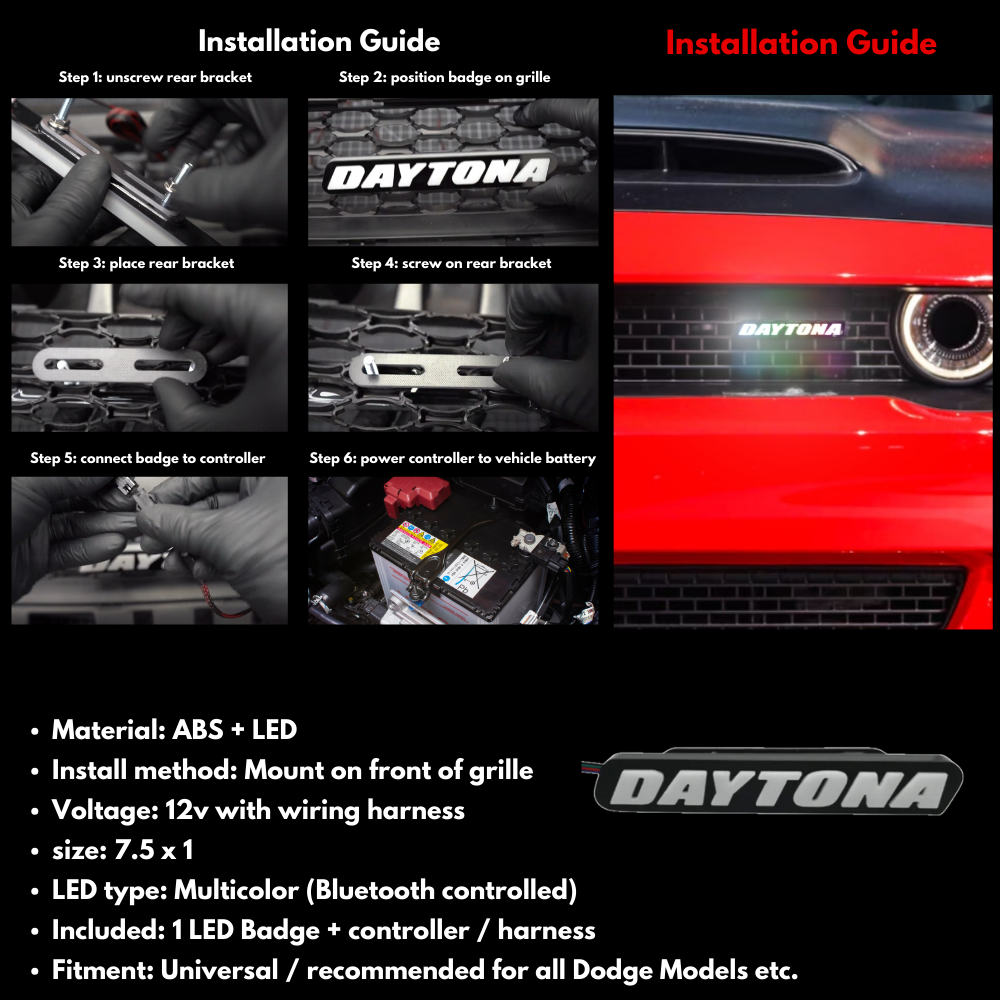 -Daytona LED Badge: (Multicolor)-Illuminated LED Emblems-RGB Halo Kits