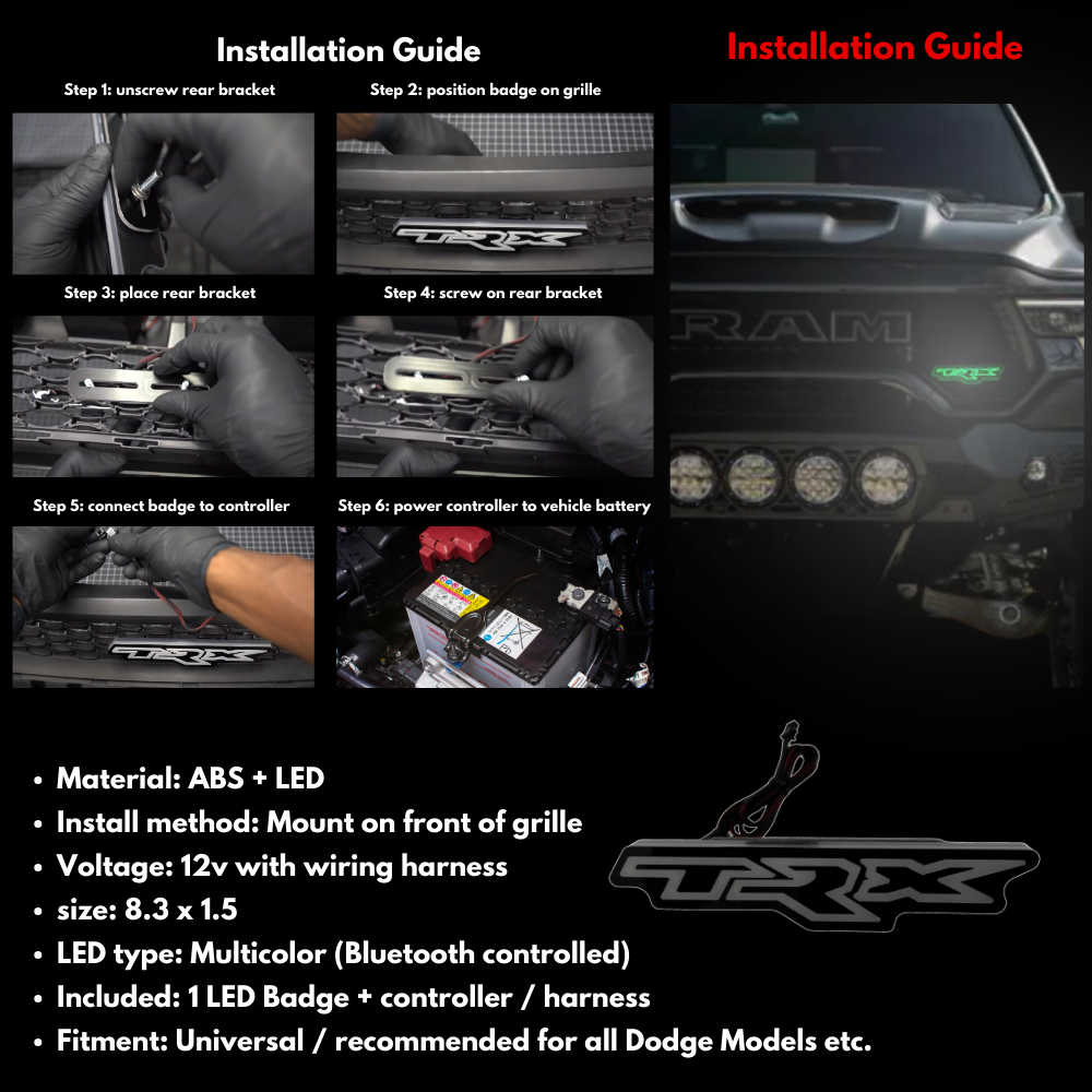 -TRX LED Badge: (Multicolor)-Illuminated LED Emblems-RGB Halo Kits