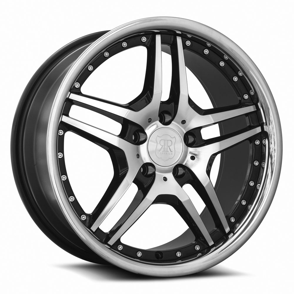 MRR Wheels MRR RW2 18x8 45 5x112mm 66.6mm Black w/ Stainless Lip