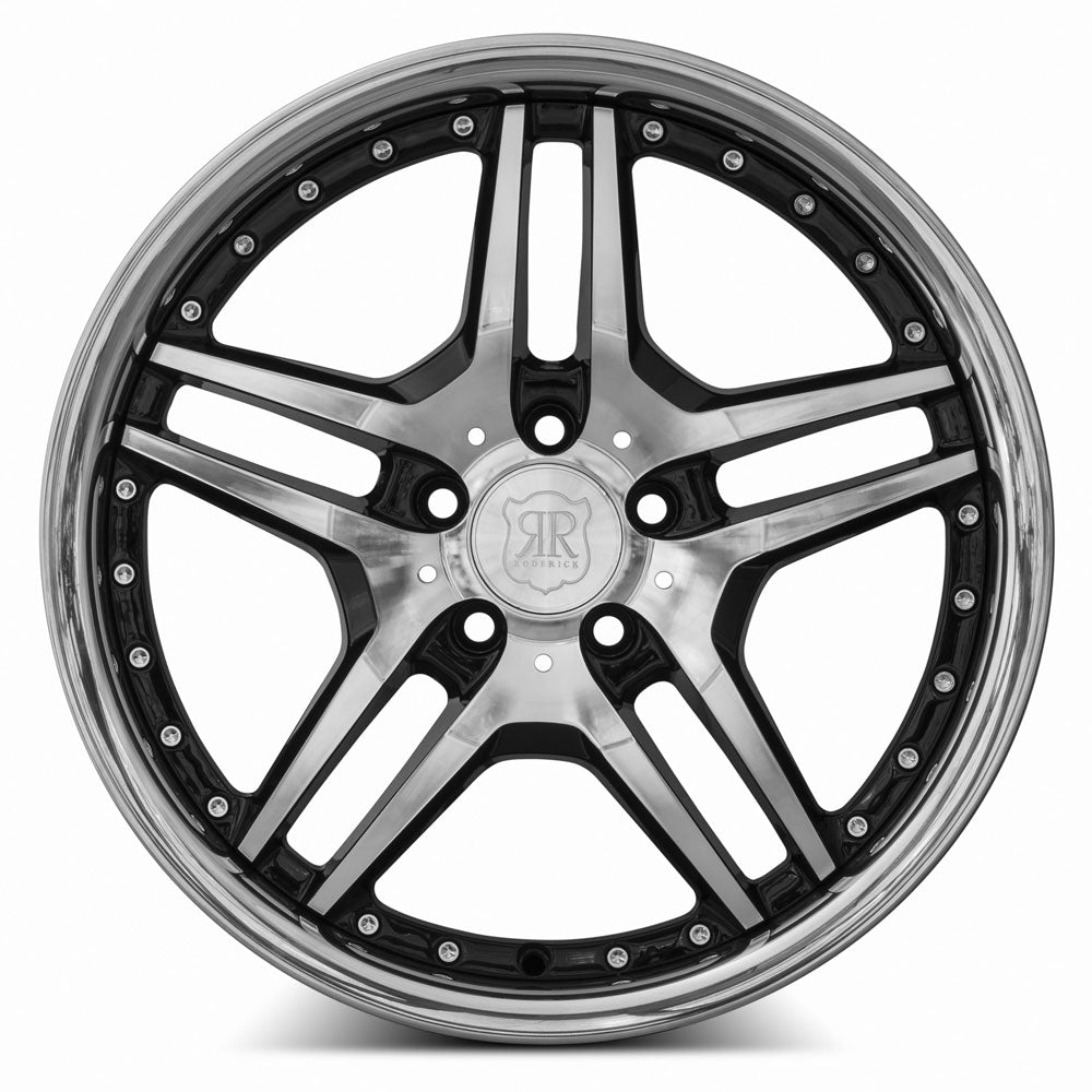MRR Wheels MRR RW2 18x8 45 5x112mm 66.6mm Black w/ Stainless Lip