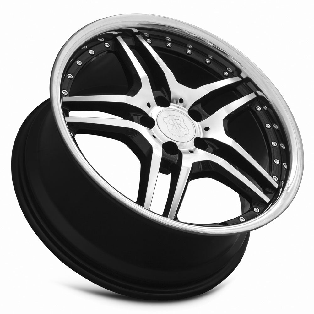 MRR Wheels MRR RW2 18x8 45 5x112mm 66.6mm Black w/ Stainless Lip