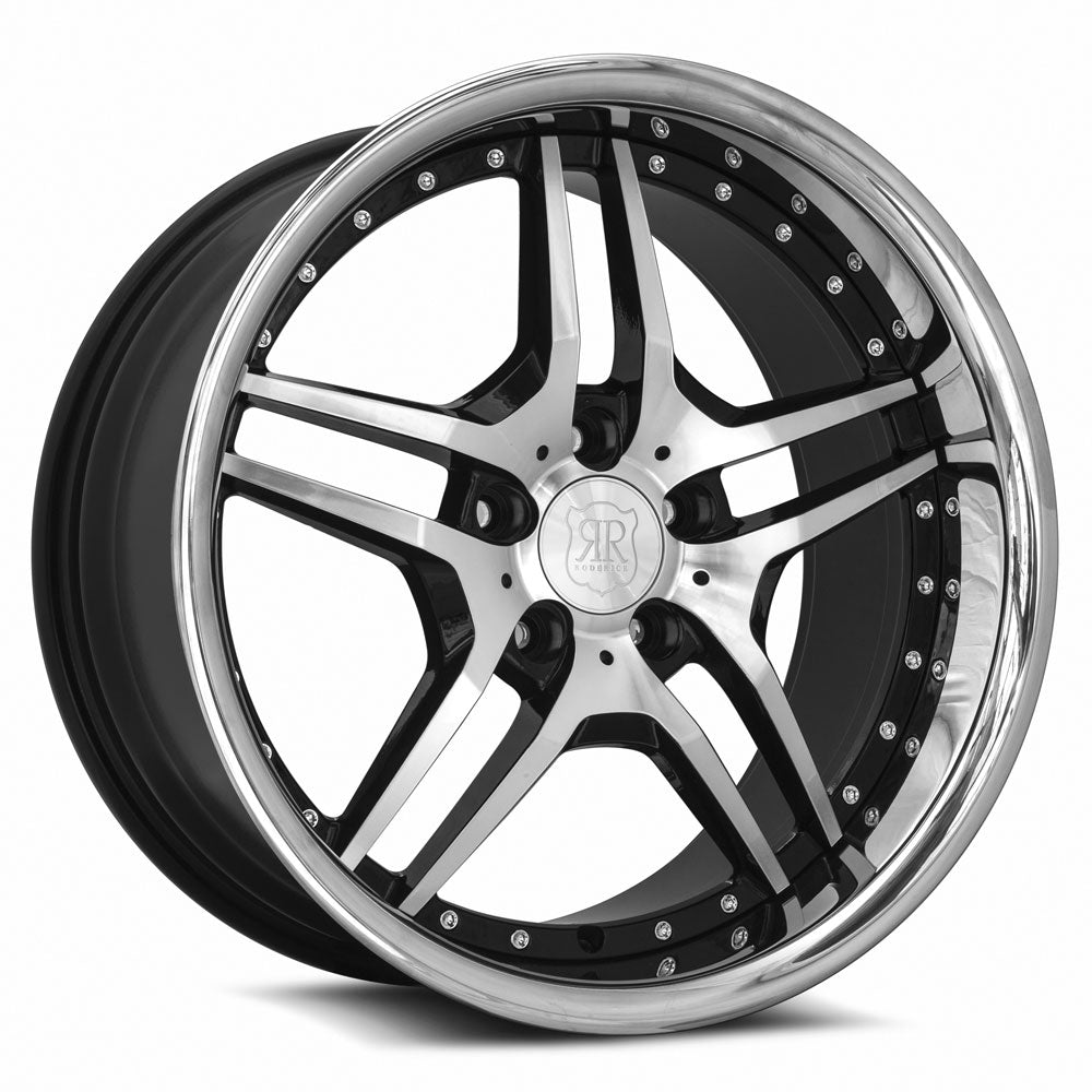 MRR Wheels MRR RW2 19x9.5 25 5x112mm 66.6mm Black w/ Stainless Lip