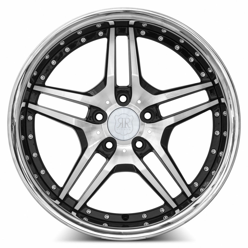 MRR Wheels MRR RW2 19x9.5 25 5x112mm 66.6mm Black w/ Stainless Lip