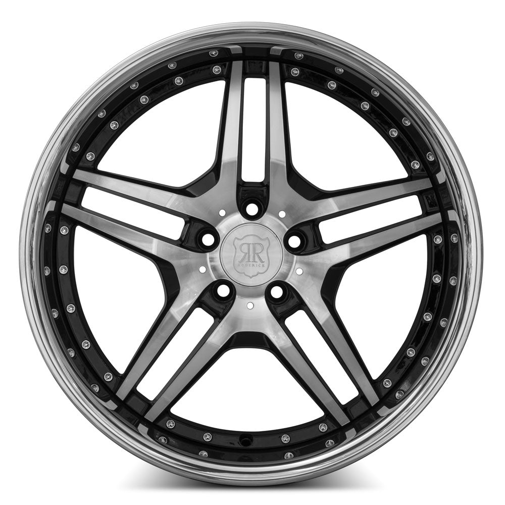 MRR Wheels MRR RW2 20x10 45 5x112mm 66.6mm Black w/ Stainless Lip