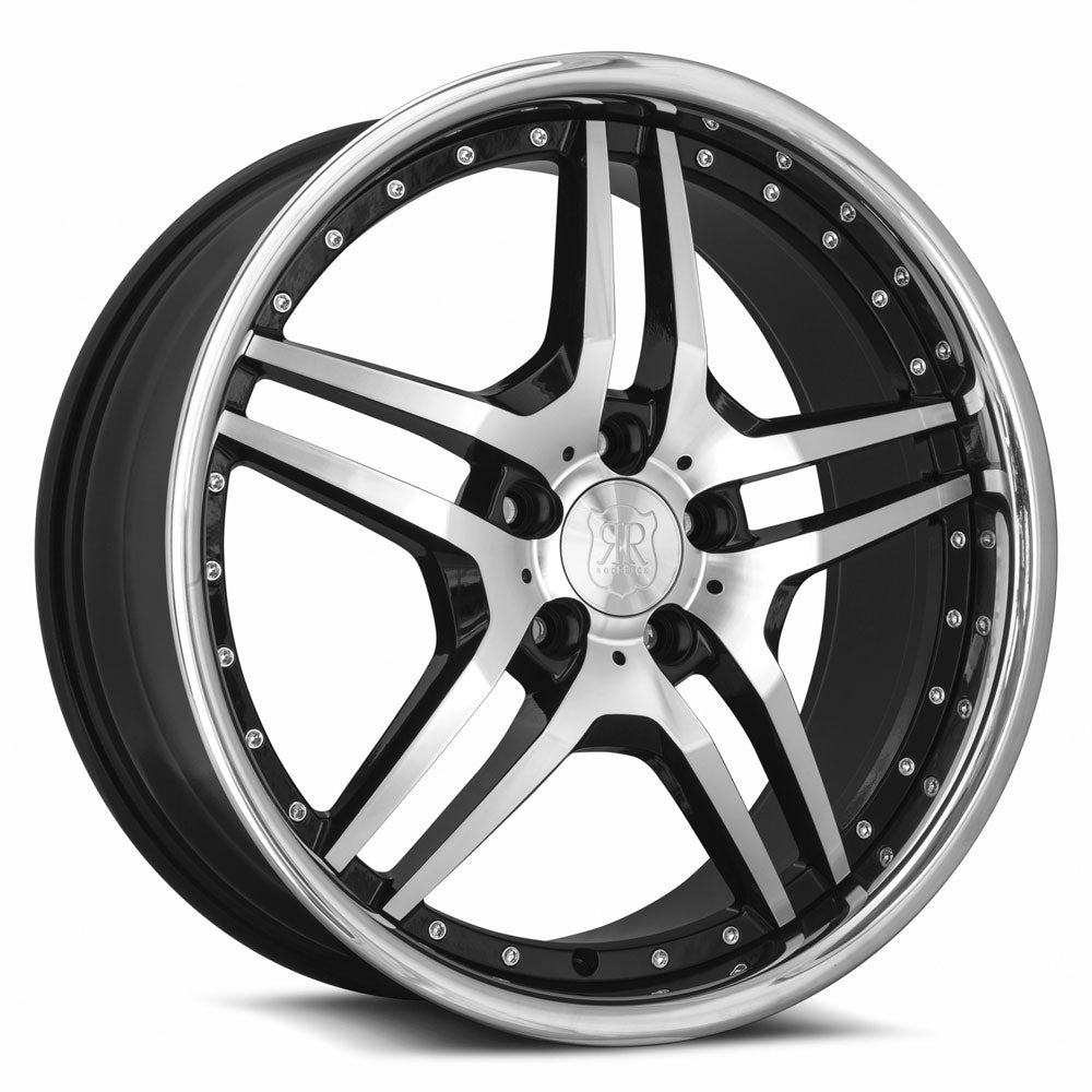 MRR Wheels MRR RW2 20x8.5 45 5x112mm 66.6mm Black w/ Stainless Lip