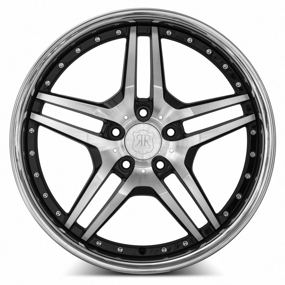 MRR Wheels MRR RW2 20x8.5 45 5x112mm 66.6mm Black w/ Stainless Lip