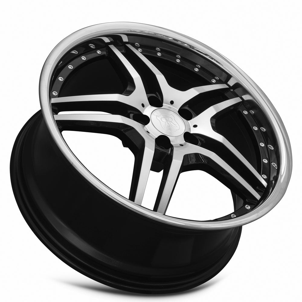 MRR Wheels MRR RW2 20x8.5 45 5x112mm 66.6mm Black w/ Stainless Lip