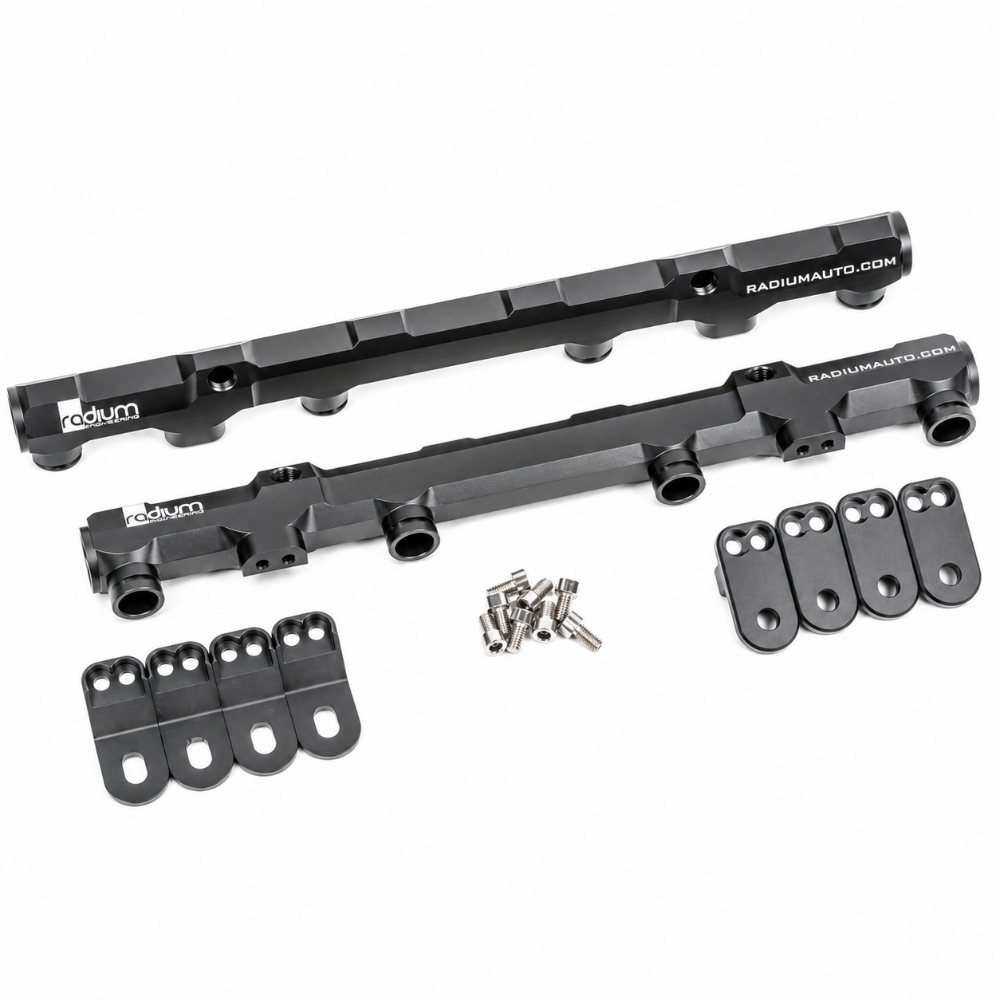 Shop Radium 20-1113 Mazda 13B primary fuel rail for top-feed injector conversion. CNC-machined rail with 8AN ORB ports for 13B-REW builds.