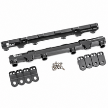 Load image into Gallery viewer, Shop Radium 20-1113 Mazda 13B primary fuel rail for top-feed injector conversion. CNC-machined rail with 8AN ORB ports for 13B-REW builds.