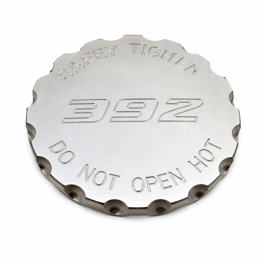 billet radiator cap cover for Ram 1500 engine bay offering custom style and polished appearance