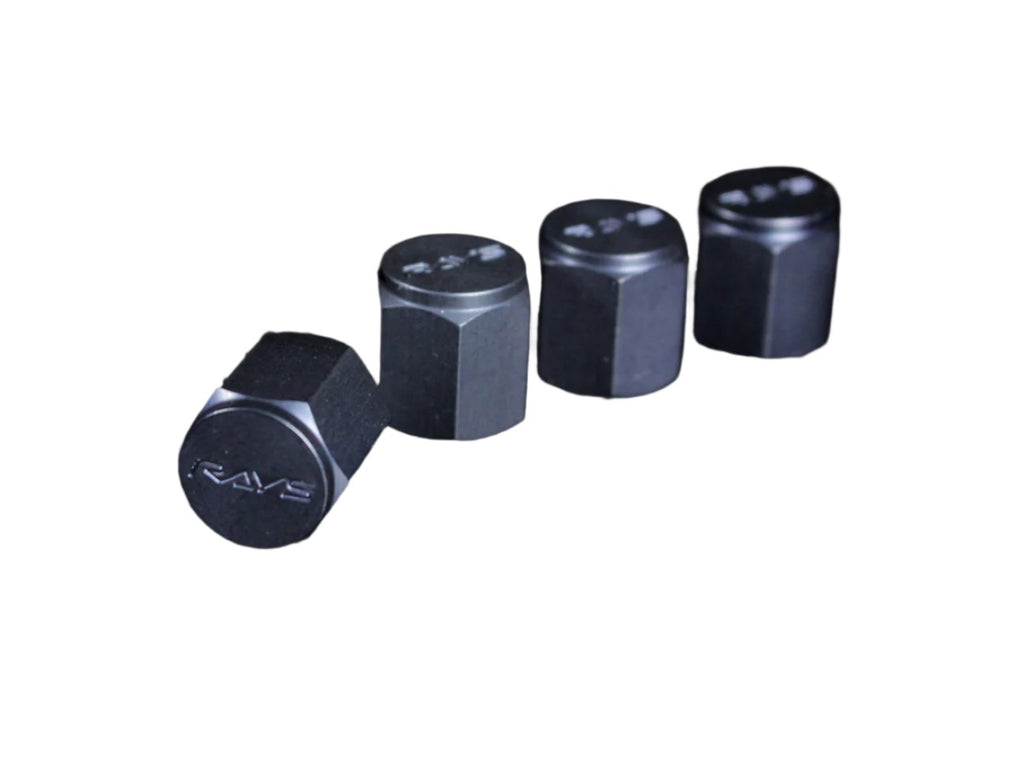 RAYWVALBK2-Rays Aluminum Air Valve Cap Set - Black-Valve Stems-Rays