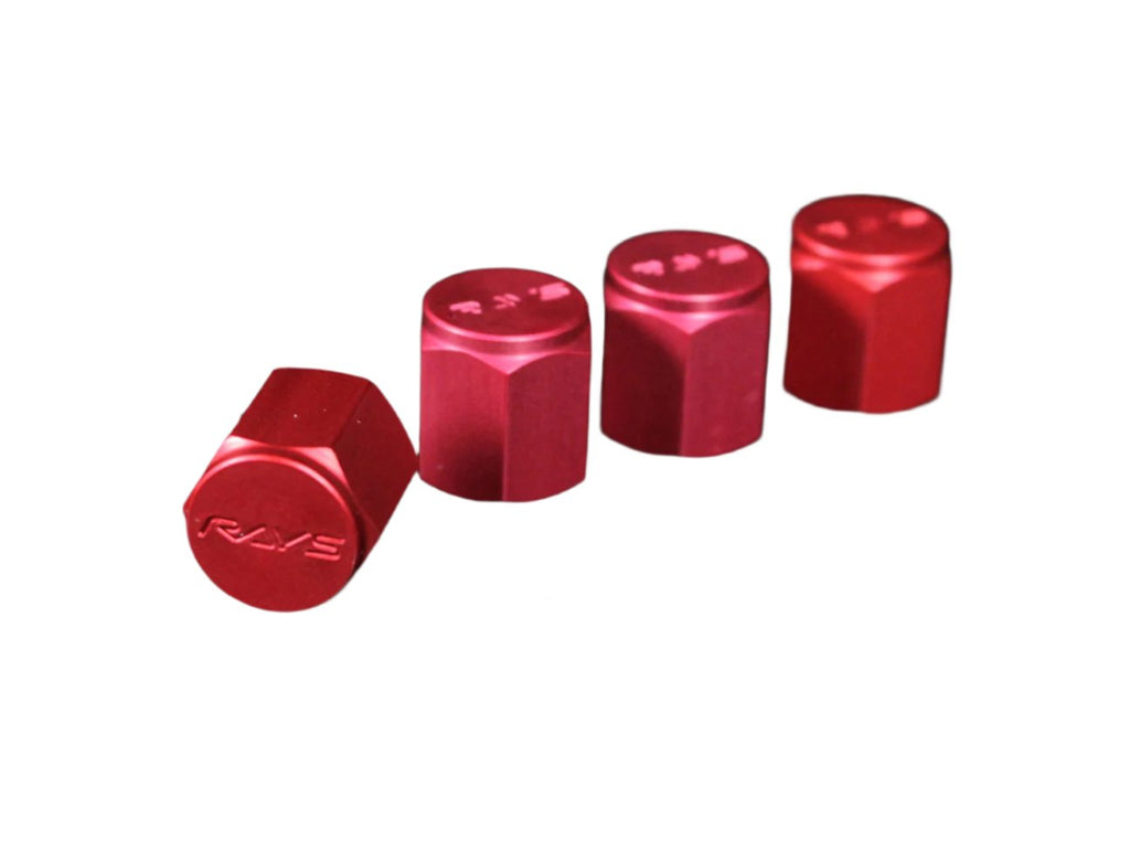 Rays Aluminum Air Valve Cap Set - Red – Black Ops Auto Works