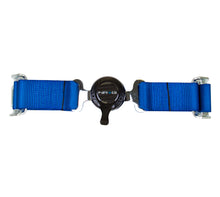 Load image into Gallery viewer, NRG blue 4-point cam lock harness installed in racing seat