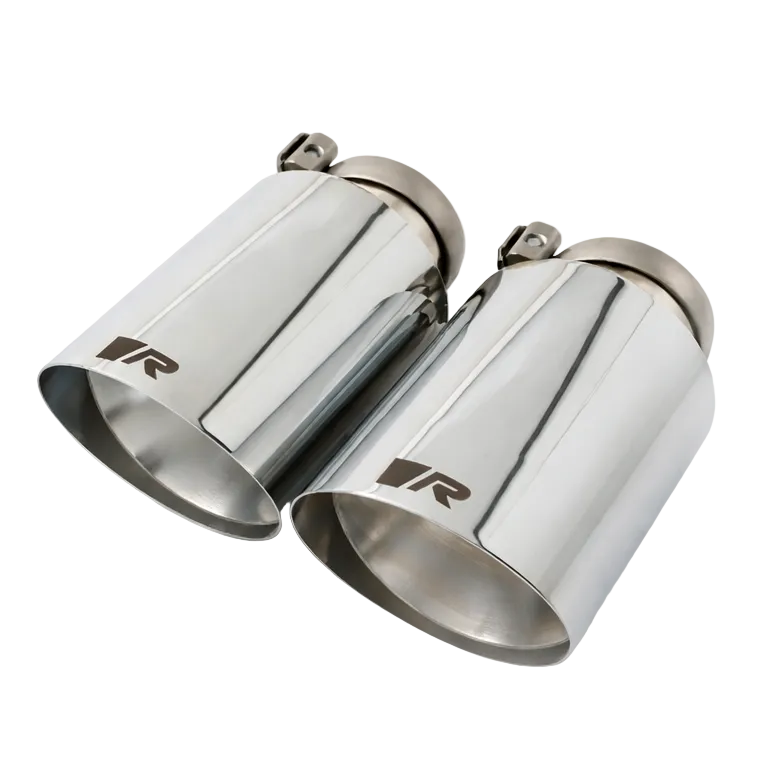 Stainless Steel 102mm Angled Straight Cut Chrome w/Adj Clamp Tail Pipe Set (Pair)