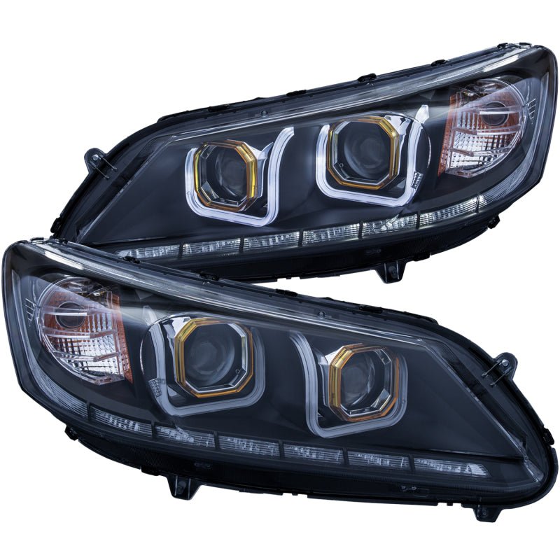 ANZO 2013-2015 Honda Accord Projector Headlights w/ U-Bar Black - Black Ops Auto Works