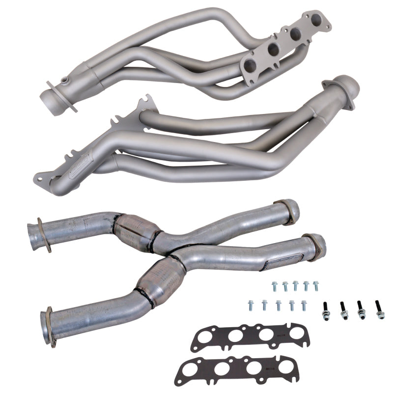 BBK 86-04 Ford Mustang Coyote Swap 1-3/4in Long Tube Headers w/High Flow Catted X-Pipe (Ti Ceramic) - Primary