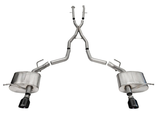 CORSA Performance 2011-2025 Dodge Durango Xtreme 2.5in Cat-Back Dual Rear Exit Exhaust System with Single 4.5in Black PVD Pro Series Tips