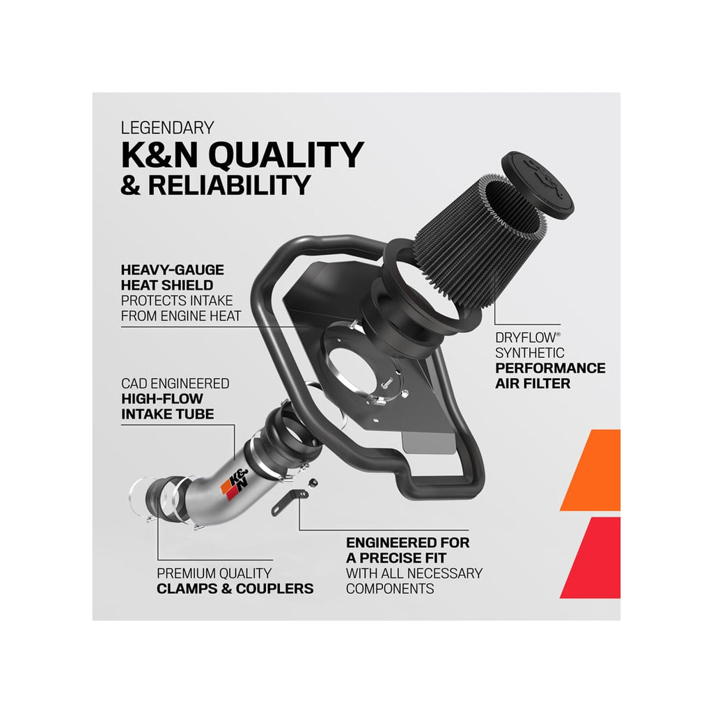 KNN30-2553TTK-K&N 17-23 Dodge Charger/Challenger Hellcat SC 6.2L V8 DRYFLOW Performance Air Intake System-Cold Air Intakes-K&N Engineering