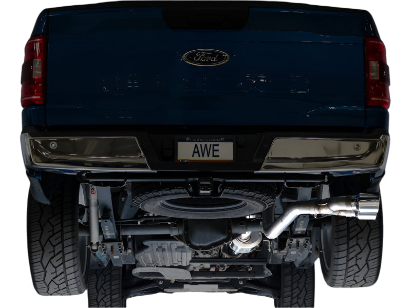 AWE 0FG 2021-2025 Ford F-150 Cat-Back Exhaust Chrome Dual 4.5in Tips - Mounted