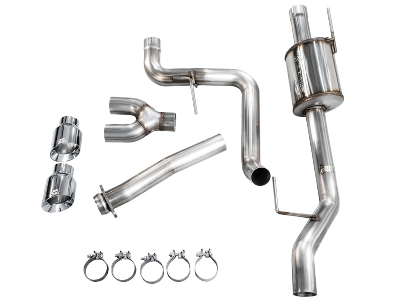 AWE 0FG 2021-2025 Ford F-150 Cat-Back Exhaust Chrome Dual 4.5in Tips - out of package