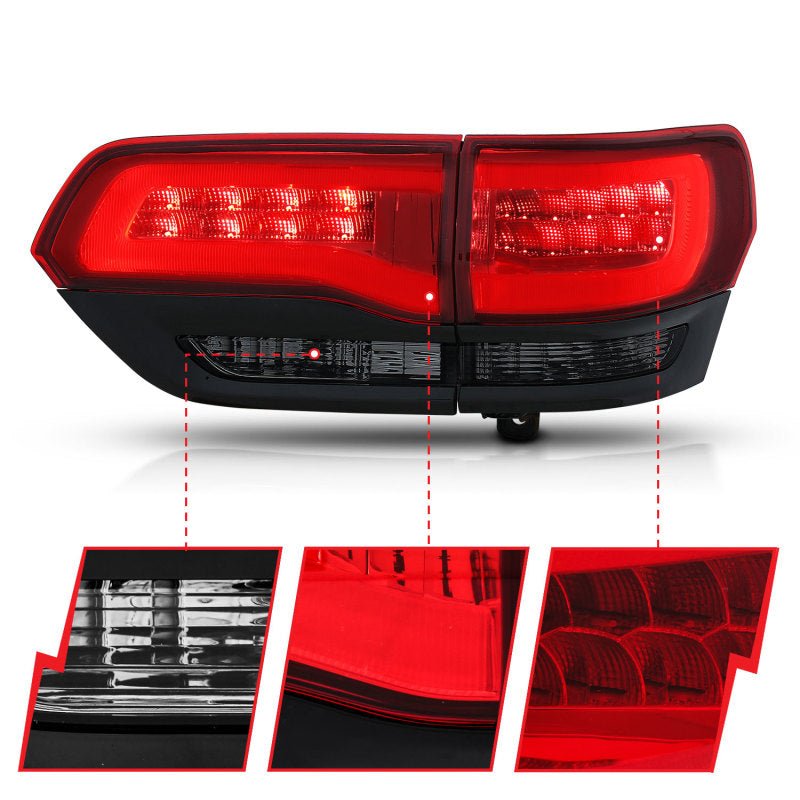 ANZO 2014-2016 Jeep Grand Cherokee LED Taillights Red/Smoke - Black Ops Auto Works