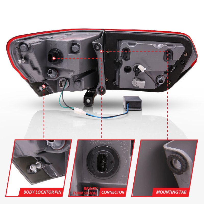 ANZO 2014-2016 Jeep Grand Cherokee LED Taillights Red/Smoke - Black Ops Auto Works