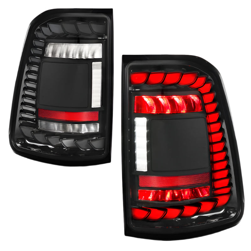 RAM 1500 19-24 FULL LED TAIL LIGHTS BLACK CLEAR LENS W/ SEQUENTIAL SIGNAL