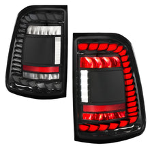 Load image into Gallery viewer, RAM 1500 19-24 FULL LED TAIL LIGHTS BLACK CLEAR LENS W/ SEQUENTIAL SIGNAL