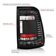 Load image into Gallery viewer, RAM 1500 19-24 FULL LED TAIL LIGHTS BLACK CLEAR LENS W/ SEQUENTIAL SIGNAL