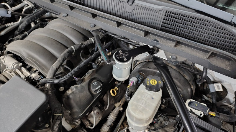J&L Oil Separator for 2014-2018 Chevy Silverado 1500 and GMC Sierra 1500 4.3L V6 Engines - Clear Anodized Finish