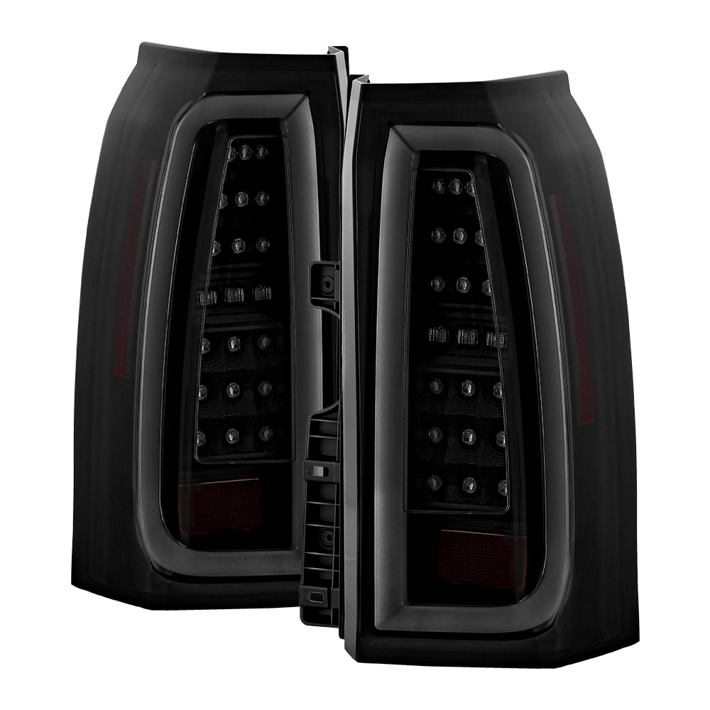 Chevy Tahoe / Suburban 2015-2020 Light Bar LED Tail Lights - Greeting Lights Animation - LED White Light Bar Parking Light - Black Smoke