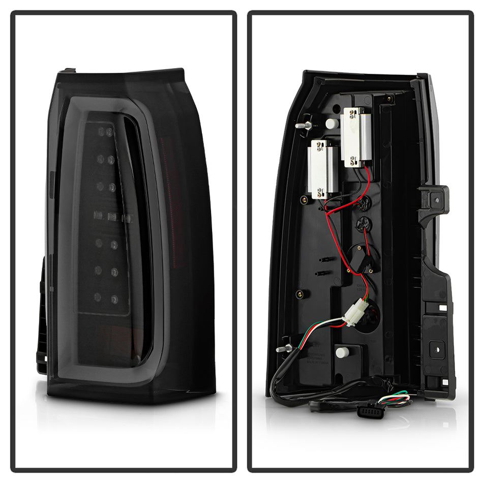 ( Spyder Apex ) Chevy Tahoe / Suburban 2015-2020 Light Bar LED Tail Lights - Greeting Lights Animation - LED White Light Bar Parking Light - Black Smoke