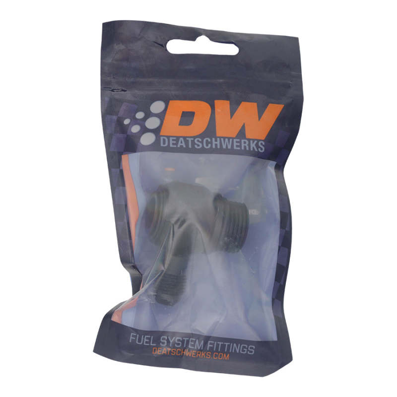 DeatschWerks 10AN ORB Male to 6AN Male Flare Low Profile 90-Degree Swivel - Anodized Matte Black - lifestyle view
