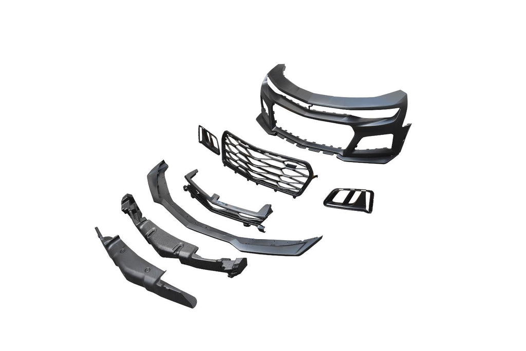 2016-2018 Chevy Camaro ZL1 Front Bumper Conversion 7pcs Flat BLK - Black Ops Auto Works