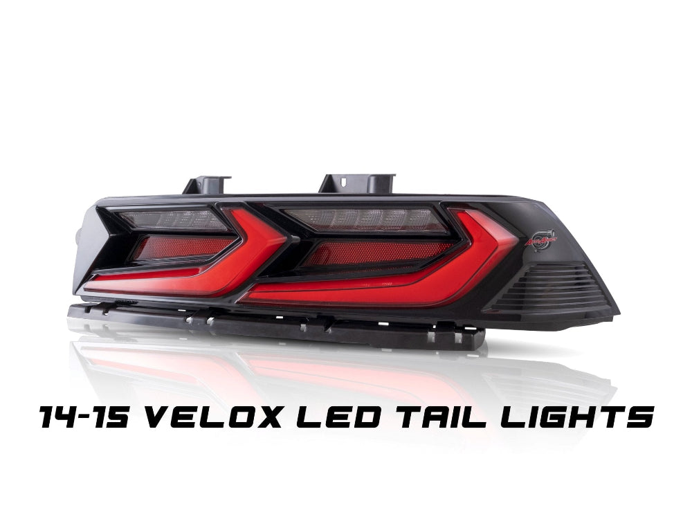 2014-2015 Chevy Camaro Velox LED Taillights Gloss BLK/ Red Lens - Black Ops Auto Works