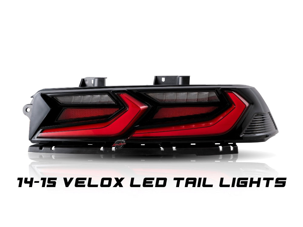 2014-2015 Chevy Camaro Velox LED Taillights Gloss BLK/ Red Lens - Black Ops Auto Works