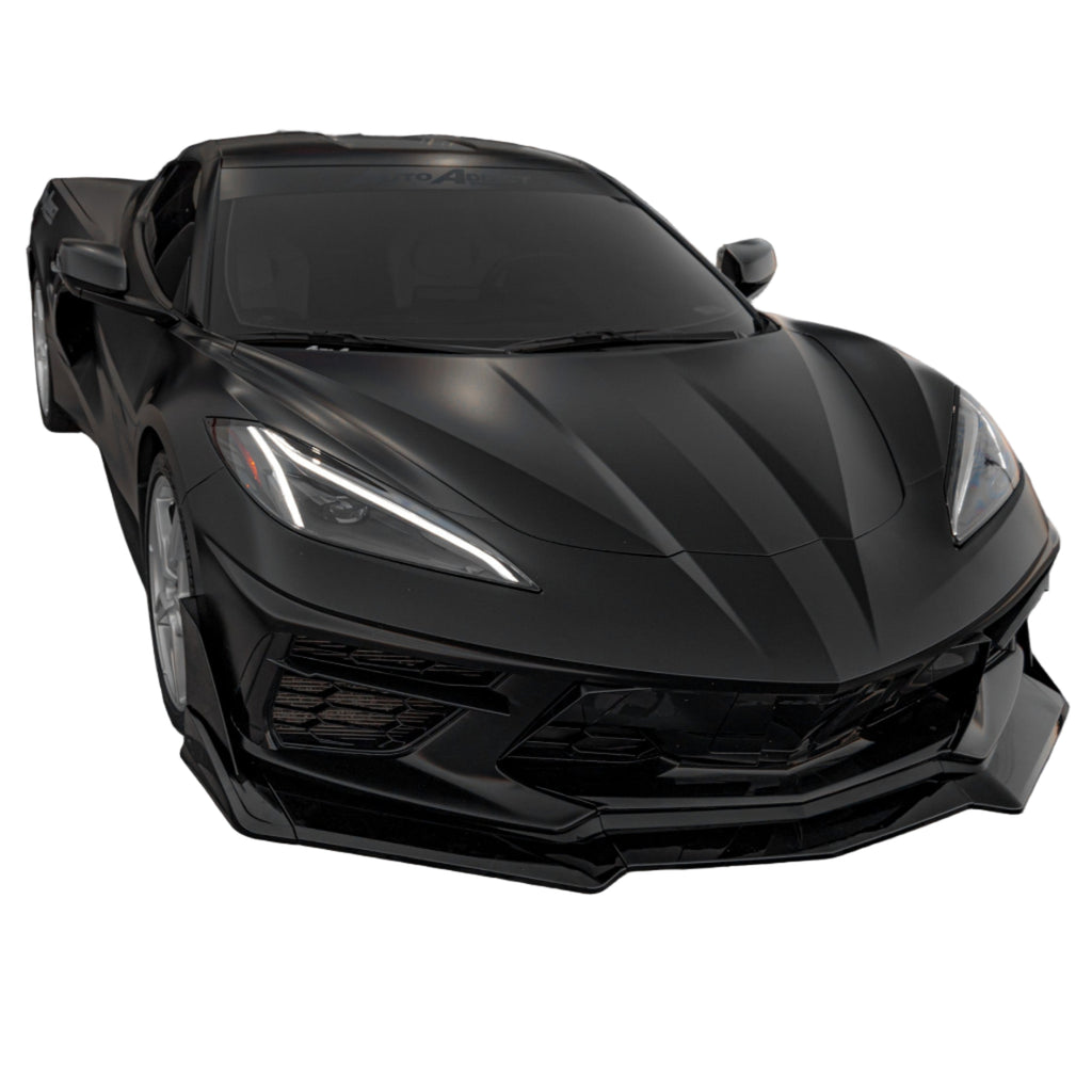 2020-2025 Corvette C8 Stingray Evo Style Front Lip Gloss Black-Lips & Splitters-Auto Addict-